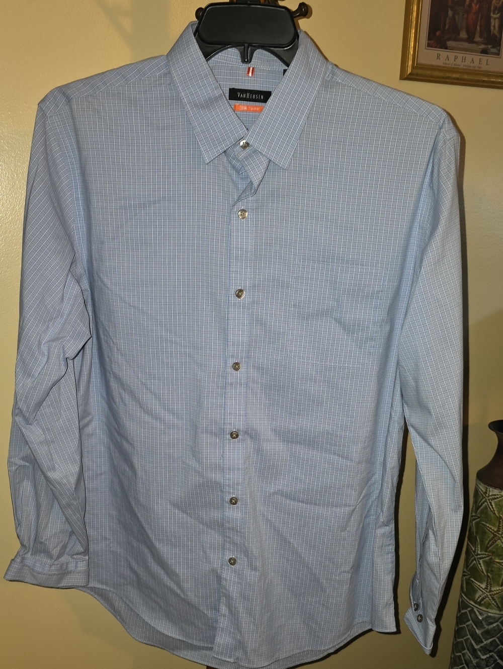 Van Heusen Men's Blue Checked Dress Shirt